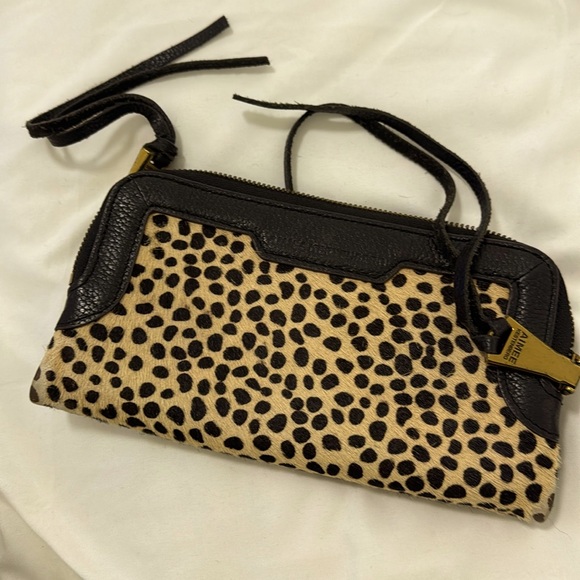 Aimee Kestenberg Pony Hair Cheetah Print/Leather Zip Wallet -Excellent Condition - Picture 1 of 9